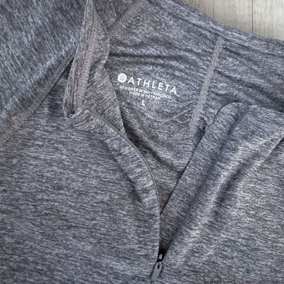 Athleta Fast Track Half Zip Pullover Gray Heather Performance Stretch Size L - Picture 3 of 6